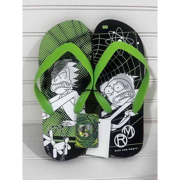 Rick & Morty Men's Size 7 Flip-Flops Beach Summer Vaca NWT - Picture 1 of 7